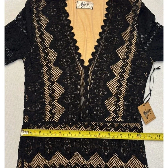 Nightcap Sierra Lace 3/4 Sleeve Deep V Dress Size 2 Us S - Picture 7 of 11